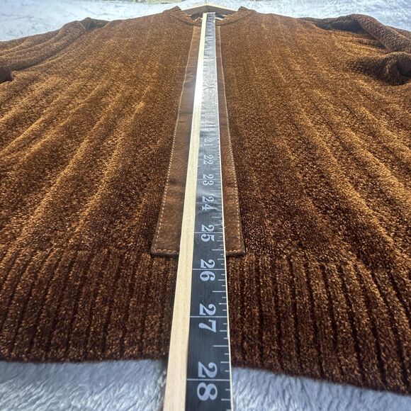 Vintage Saxony Sweater Mens Large Rust Brown Textured Mock Neck Rare Exclusive - Picture 6 of 16